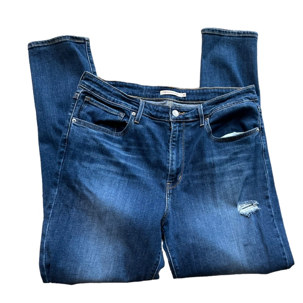 Levi's 721 Womens High Rise Skinny Stretchy Jean with Distress Size W33 x L30‎